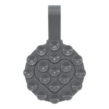 RK-X18/19 Supporto per telefono a ventosa in silicone a forma di cuore - Supporto bifacciale e staccabile - Grigio