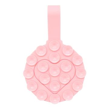 RK-X18/19 Supporto per telefono a ventosa in silicone a forma di cuore - Supporto bifacciale e staccabile - Rosa