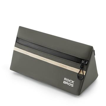 ROCKBROS Borsa triangolare per trave anteriore per bicicletta da 1.3L, custodia in poliestere per bici - Verde militare