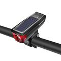 ROCKBROS HJ-052 Luce anteriore per bicicletta con caricatore solare e campanello - nero/rosso