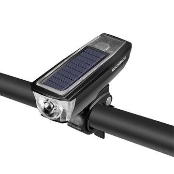 ROCKBROS HJ-052 Luce anteriore per bicicletta con caricatore solare e campanello