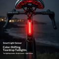 Rockbros RB02 Fanale posteriore intelligente per bicicletta - Sensore del freno, 10 modalità, IPX5, USB-C - Nero
