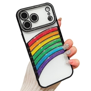 iPhone 17 Pro Max Custodia ibrida arcobaleno con decorazioni per fotocamera in strass