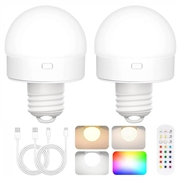 Lampadina ricaricabile con RGB e telecomando - E27 - 2 pezzi.