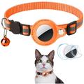 Collare riflettente per animali domestici con supporto AirTag 1/2 e campanello - Gatti e cani di piccola taglia - Arancione