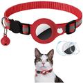 Collare riflettente per animali domestici con supporto AirTag e campanello - Gatti e cani di piccola taglia - Rosso
