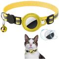 Collare riflettente per animali domestici con supporto AirTag e campanello - Gatti e cani di piccola taglia - Giallo