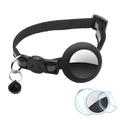 Collare riflettente per animali domestici con campanello, custodia in silicone e pellicola protettiva per AirTag - Nero