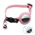 Collare riflettente per animali domestici con campanello, custodia in silicone e pellicola protettiva per AirTag - Rosa
