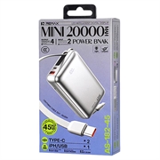 Power bank Remax AS-182-45 da 20000mAh con cavi USB-C e Lightning - 45W