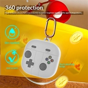 Custodia in silicone Retro Gamepad per Samsung Galaxy Buds 4/4 Pro con moschettone - Grigia