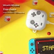 Custodia in silicone Retro Gamepad per Samsung Galaxy Buds 4/4 Pro con moschettone - Grigia
