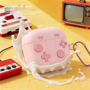 Custodia in silicone Retro Gamepad per Samsung Galaxy Buds 4/4 Pro con moschettone - Rosa
