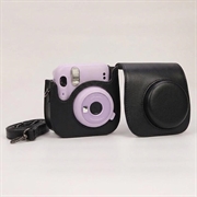 Custodia in pelle retrò per fotocamera Fujifilm Instax Mini 12/11/9/8 con tracolla - Nera