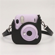 Custodia in pelle retrò per fotocamera Fujifilm Instax Mini 12/11/9/8 con tracolla - Nera