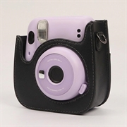 Custodia in pelle retrò per fotocamera Fujifilm Instax Mini 12/11/9/8 con tracolla - Nera