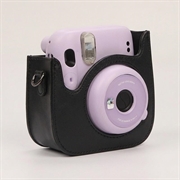 Custodia in pelle retrò per fotocamera Fujifilm Instax Mini 12/11/9/8 con tracolla - Nera