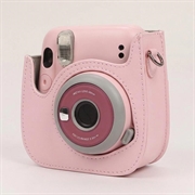 Custodia in pelle retrò per fotocamera Fujifilm Instax Mini 12/11/9/8 con tracolla - Rosa