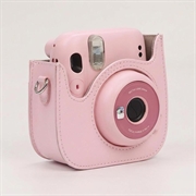 Custodia in pelle retrò per fotocamera Fujifilm Instax Mini 12/11/9/8 con tracolla - Rosa