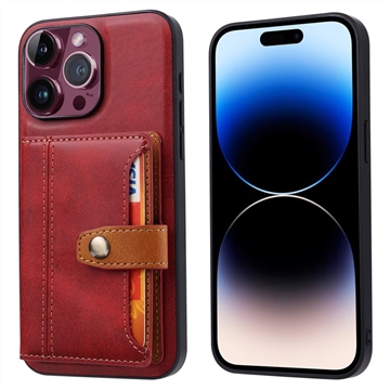 Custodia con Portafoglio Retro Style per iPhone 15 Pro - Rosso