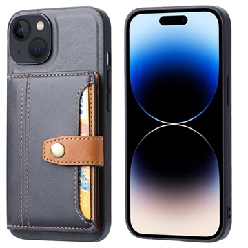 Custodia con Portafoglio Retro Style per iPhone 15 - Nera