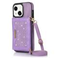 Custodia e Portafoglio Rhinestone Decor per iPhone 14 Plus - Viola