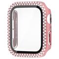 Custodia con Strass Decorativo con Protezione dello Schermo per Apple Watch SE (2022)/SE/6/5/4 - 44mm - Rosa