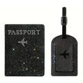 Set di portapassaporti e etichette per bagagli con strass