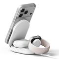 Ringke QI2.2 25W Caricabatterie wireless magnetico pieghevole 3 in 1 - Compatibile con MagSafe - Bianco