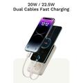Power bank Rock P90 da 20000mAh con cavi USB-C e Lightning - Bianco