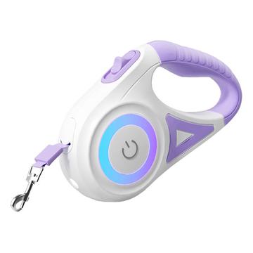 Rojeco Guinzaglio automatico per cani con LED - 5m - Bianco / Viola