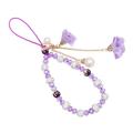 Ciondolo a forma di rosa con perline di cristallo per cellulare - Viola