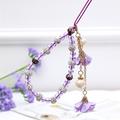 Ciondolo a forma di rosa con perline di cristallo per cellulare - Viola
