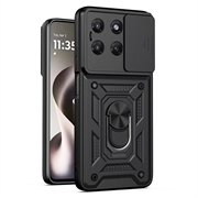 Custodia ibrida con anello rotante e protezione per fotocamera per Motorola Moto G37/G37 Power/G47 - Nera