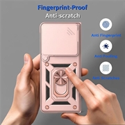 Custodia ibrida con anello rotante e protezione per fotocamera per Motorola Razr Fold - Rosa Oro
