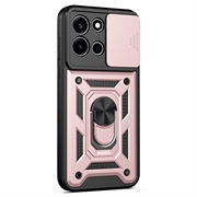 Custodia ibrida con anello rotante e protezione per fotocamera per OnePlus Nord 6 - Rosa Oro