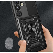 Custodia ibrida con anello rotante e protezione per fotocamera per Samsung Galaxy A57 - Nera