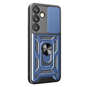 Custodia ibrida con anello rotante e protezione per fotocamera per Samsung Galaxy S26 - Blu