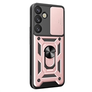Custodia ibrida con anello rotante e protezione per fotocamera per Samsung Galaxy S26 - Rosa Oro