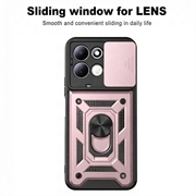 Custodia ibrida con anello rotante e protezione per fotocamera per Xiaomi Redmi 17 5G/4G - Rosa Oro