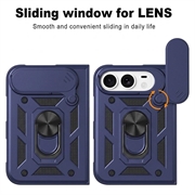 Custodia ibrida con anello rotante e protezione per fotocamera per iPhone Duo - Blu