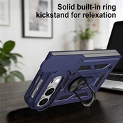 Custodia ibrida con anello rotante e protezione per fotocamera per iPhone Duo - Blu