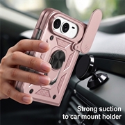 Custodia ibrida con anello rotante e protezione per fotocamera per iPhone Duo - Rosa Oro