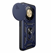 Custodia ibrida con anello rotante e protezione per fotocamera per Honor X70/X9d/Magic8 Lite - Blu