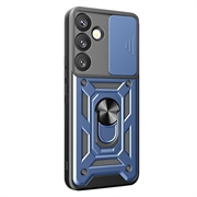 Custodia ibrida con anello rotante e protezione per fotocamera per Samsung Galaxy A57 - Blu