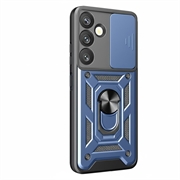 Custodia ibrida con anello rotante e protezione per fotocamera per Samsung Galaxy S26+ - Blu