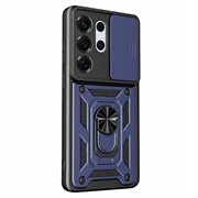 Custodia ibrida con anello rotante e protezione per fotocamera per Samsung Galaxy S26 Ultra - Blu