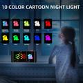 Sveglia a doppio schermo RGB a forma di S con animali dei cartoni animati per bambini - Nero / Dino