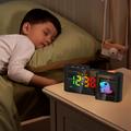 Sveglia a doppio schermo RGB a forma di S con animali dei cartoni animati per bambini - Nero / Dino
