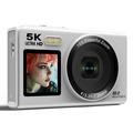 Fotocamera digitale S150 Pro 5K a doppio schermo con scheda di memoria da 32GB - Bianco